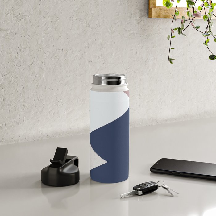 Geometrics - blush indigo rose gold Water Bottle Gallery Image 4