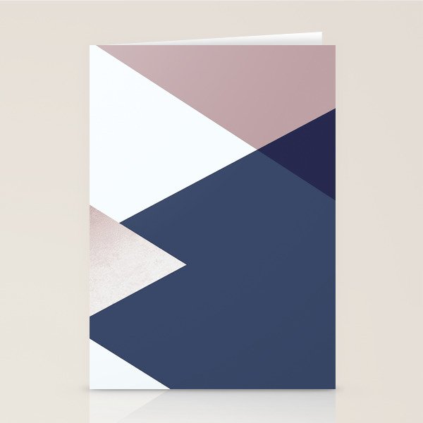 Geometrics - blush indigo rose gold Stationery Card Gallery Image 2
