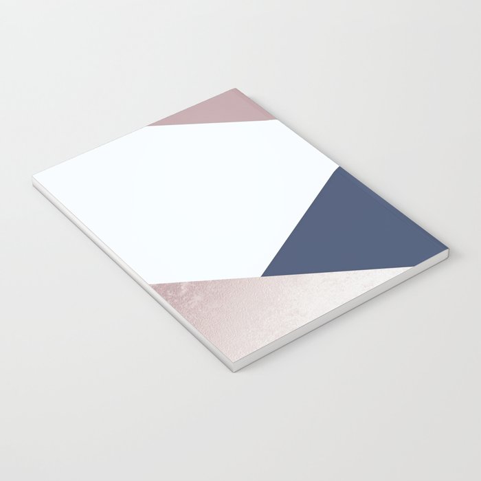 Geometrics - blush indigo rose gold Notebook Gallery Image 3
