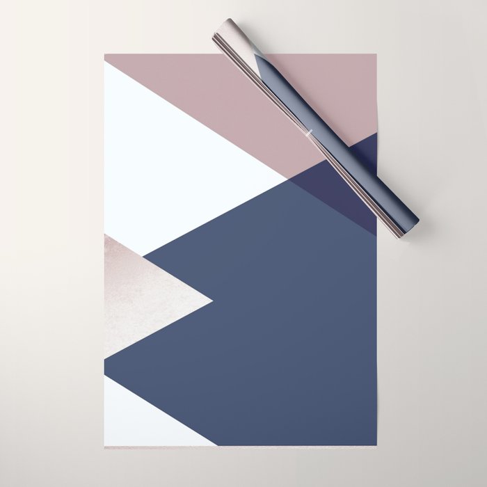 Geometrics - blush indigo rose gold Wrapping Paper Gallery Image 1
