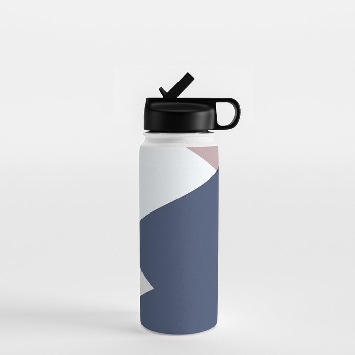 Geometrics - blush indigo rose gold Water Bottle Gallery Image 1
