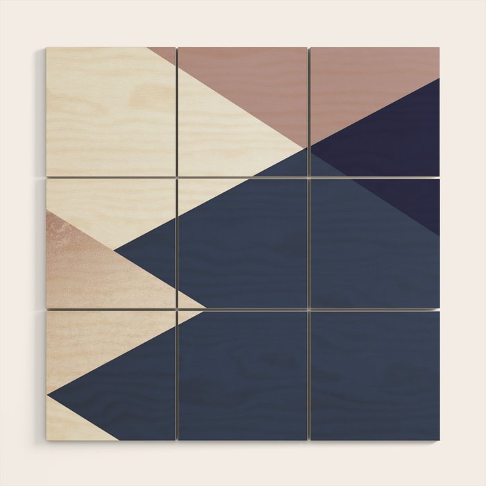Geometrics - blush indigo rose gold Wood Wall Art Gallery Image 1