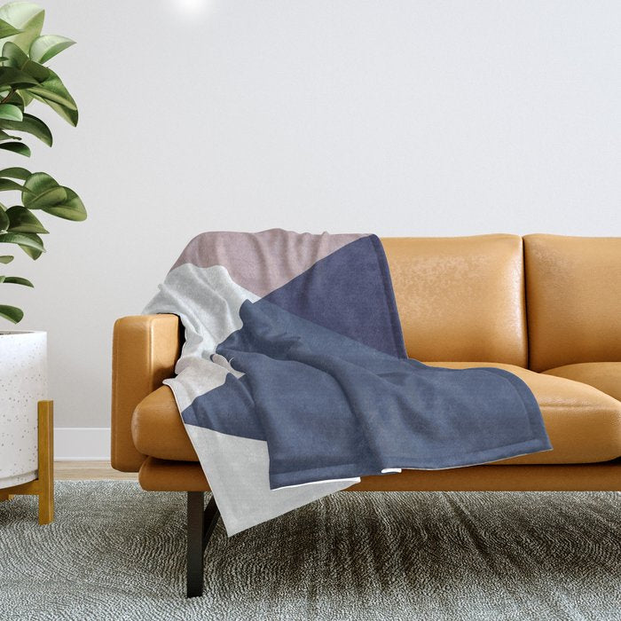 Geometrics - blush indigo rose gold Throw Blanket Gallery Image 1
