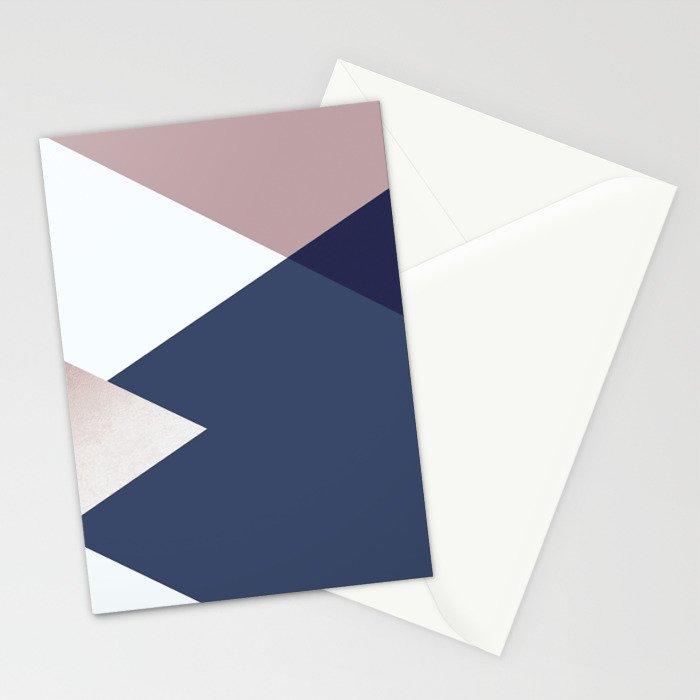 Geometrics - blush indigo rose gold Stationery Card Gallery Image 2