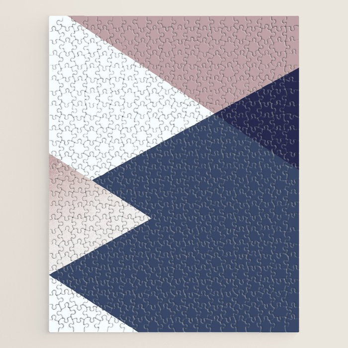 Geometrics - blush indigo rose gold Jigsaw Puzzle Gallery Image 1