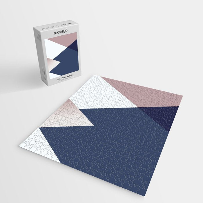 Geometrics - blush indigo rose gold Jigsaw Puzzle Gallery Image 2