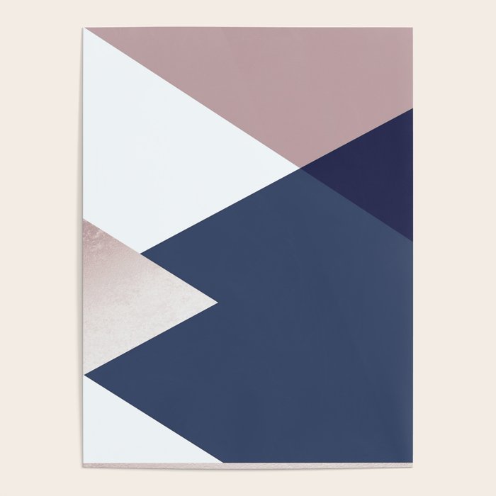 Geometrics - blush indigo rose gold Poster Gallery Image 1