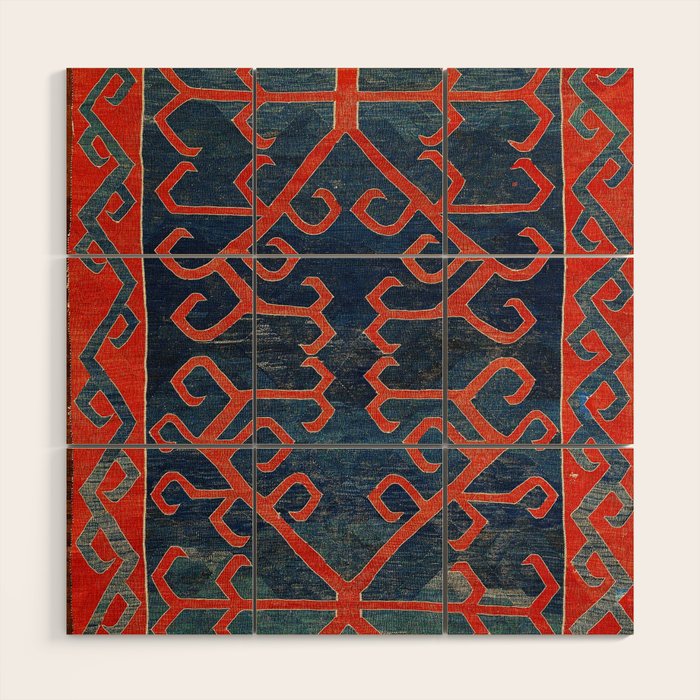 Avar Daghestan Northeast Caucasus Kilim Print Wood Wall Art Gallery Image 1