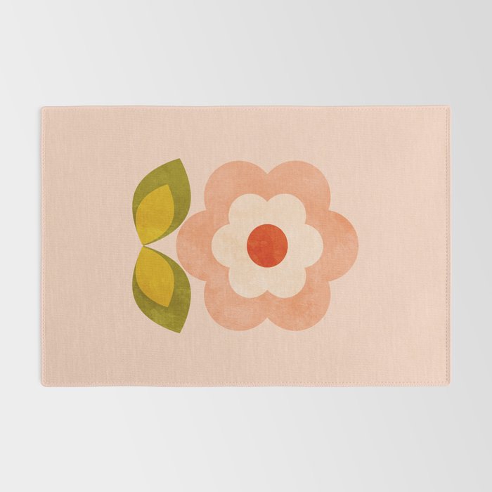 retro daisy minimal pink Rug Gallery Image 2