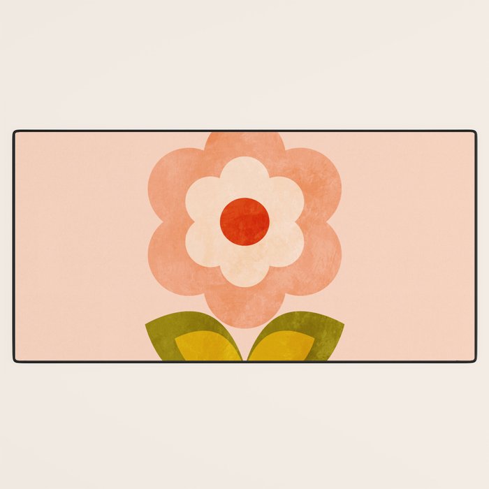 retro daisy minimal pink Desk Mat Gallery Image 3