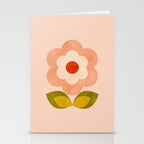 retro daisy minimal pink Stationery Card Gallery Image 2