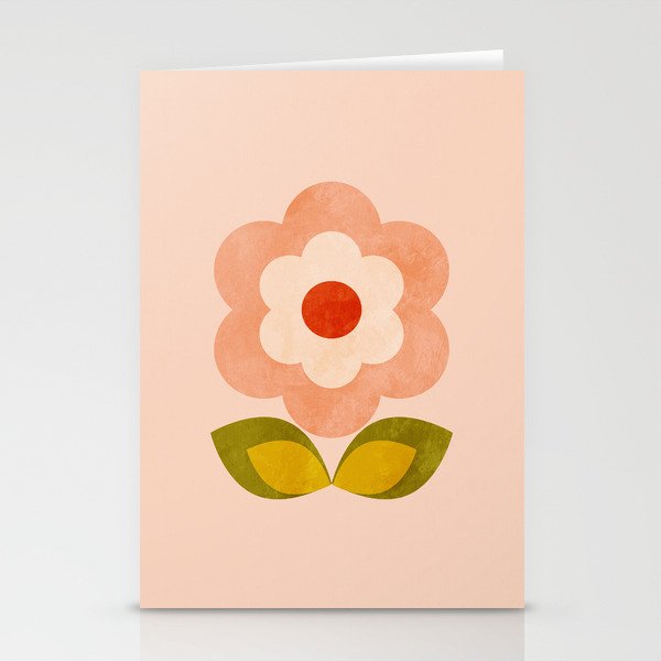 retro daisy minimal pink Stationery Card Gallery Image 1