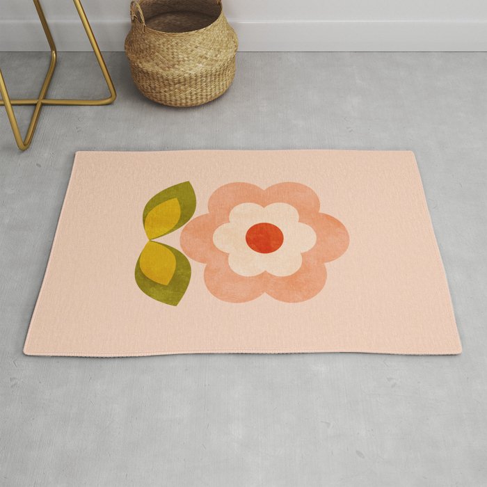 retro daisy minimal pink Rug Gallery Image 1