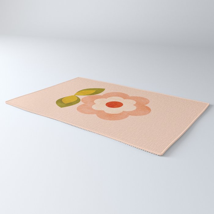 retro daisy minimal pink Rug Gallery Image 3