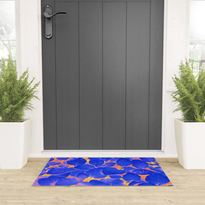 Supercontrast, Pop of Color Ultraviolet Nature, Floral Graphic Design Welcome Mat Gallery Image 3