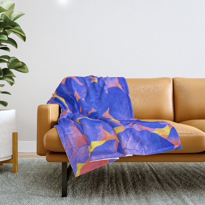 Supercontrast, Pop of Color Ultraviolet Nature, Floral Graphic Design Throw Blanket Gallery Image 1
