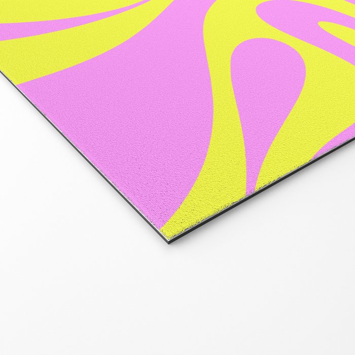 Vivid Mod Swirl Retro Abstract Pattern Neon Yellow and Pink Welcome Mat Gallery Image 2