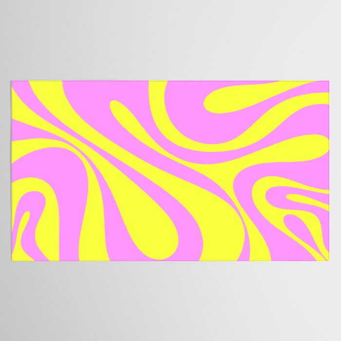 Vivid Mod Swirl Retro Abstract Pattern Neon Yellow and Pink Tablecloth Gallery Image 2