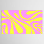 Vivid Mod Swirl Retro Abstract Pattern Neon Yellow and Pink Tablecloth Gallery Image 2