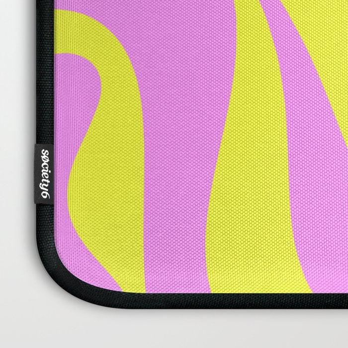 Vivid Mod Swirl Retro Abstract Pattern Neon Yellow and Pink Laptop Sleeve Gallery Image 3