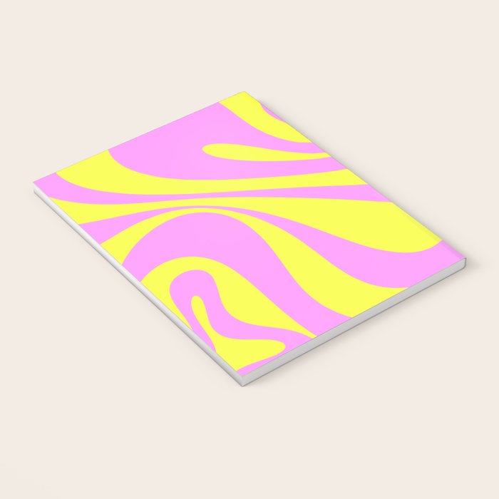 Vivid Mod Swirl Retro Abstract Pattern Neon Yellow and Pink Notebook Gallery Image 3