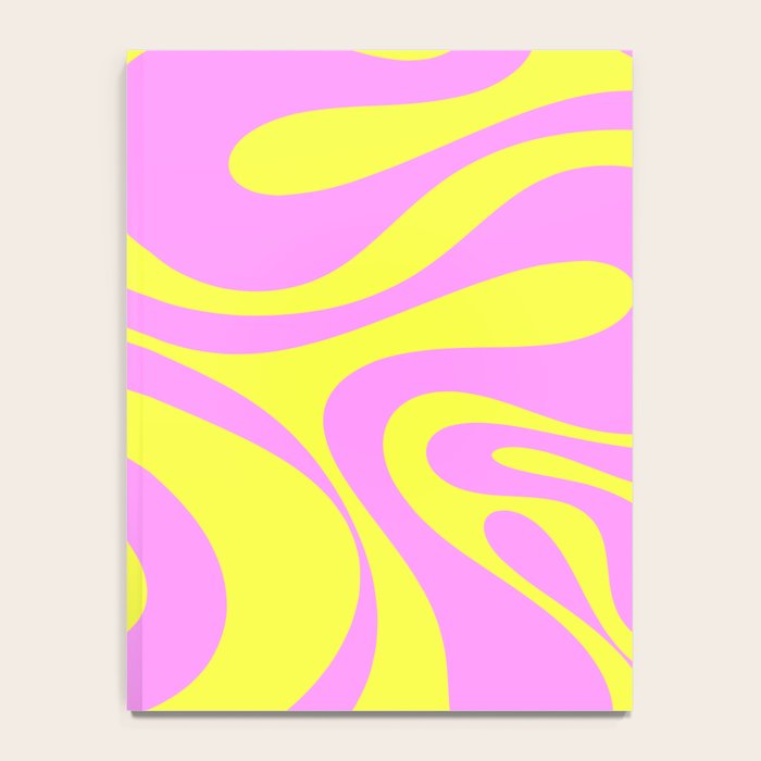 Vivid Mod Swirl Retro Abstract Pattern Neon Yellow and Pink Notebook Gallery Image 4