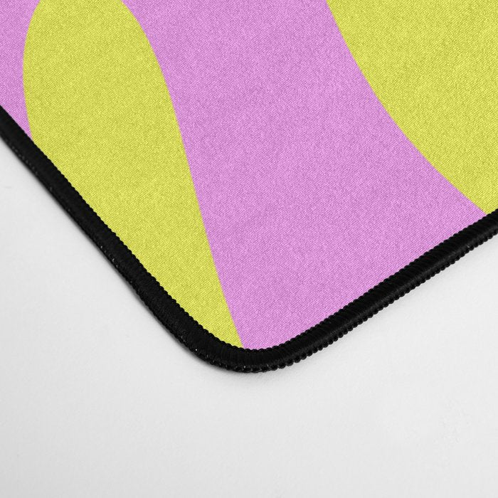 Vivid Mod Swirl Retro Abstract Pattern Neon Yellow and Pink Desk Mat Gallery Image 4