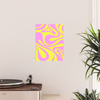 Vivid Mod Swirl Retro Abstract Pattern Neon Yellow and Pink Poster Gallery Image 2