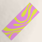 Vivid Mod Swirl Retro Abstract Pattern Neon Yellow and Pink Yoga Mat Gallery Image 1