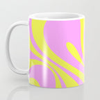 Vivid Mod Swirl Retro Abstract Pattern Neon Yellow and Pink Coffee Mug Gallery Image 3