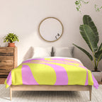 Vivid Mod Swirl Retro Abstract Pattern Neon Yellow and Pink Comforter Gallery Image 3