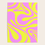 Vivid Mod Swirl Retro Abstract Pattern Neon Yellow and Pink Poster Gallery Image 4