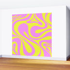 Vivid Mod Swirl Retro Abstract Pattern Neon Yellow and Pink Wall Mural Gallery Image 2