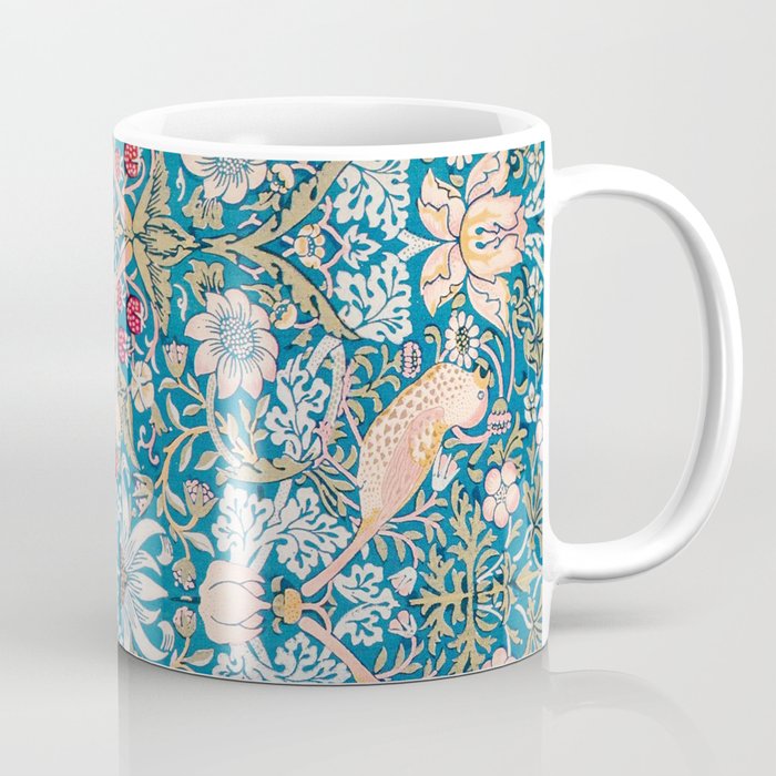 Bohemian elegant blue pink white bird floral Coffee Mug Gallery Image 1