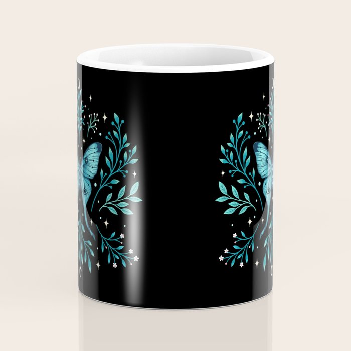 Mystical Luna Moth - Turquoise Coffee Mug Gallery Image 4