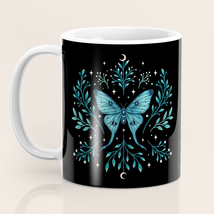 Mystical Luna Moth - Turquoise Coffee Mug Gallery Image 3