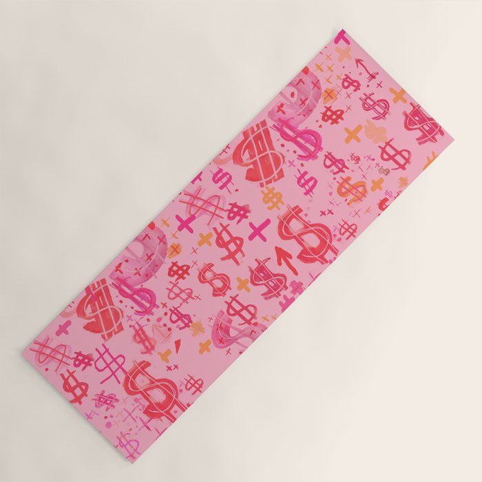 Pink Dollar Signs Yoga Mat