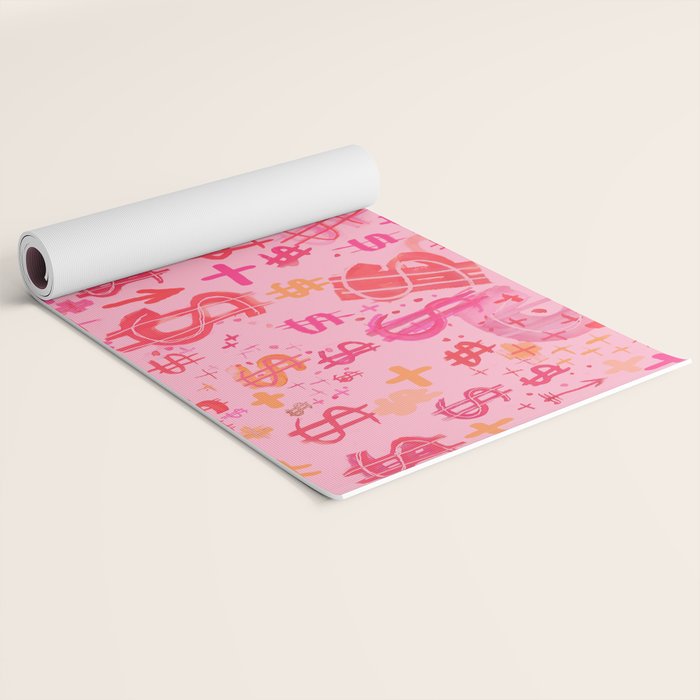 Pink Dollar Signs Yoga Mat Gallery Image 2