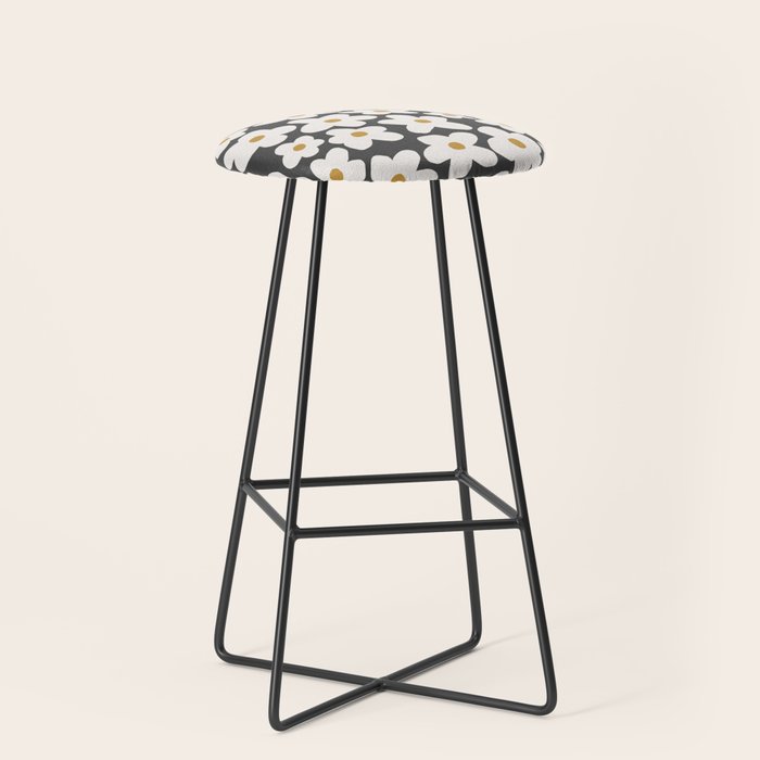 Ditsy Bloom - charcoal Stool Gallery Image 1