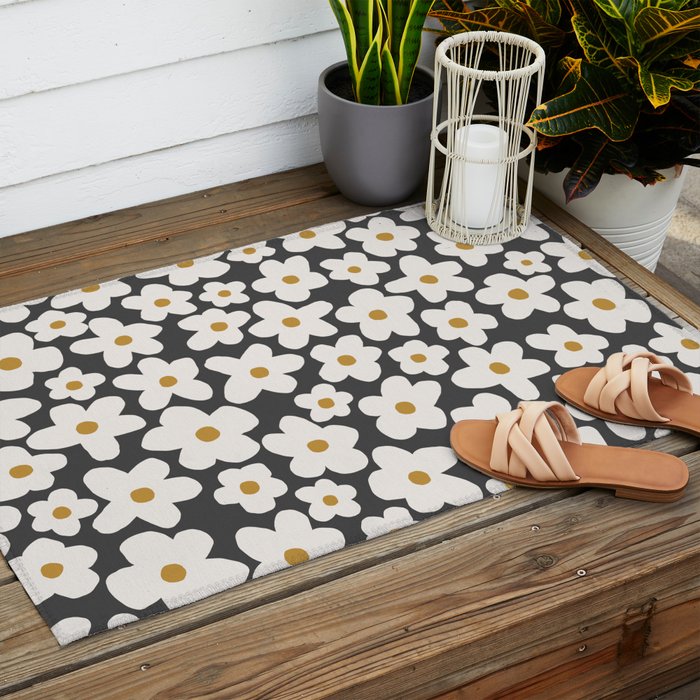 Ditsy Bloom - charcoal Outdoor Rug Gallery Image 2