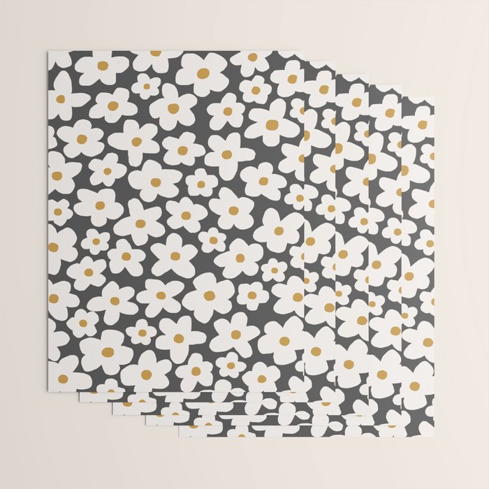 Ditsy Bloom - charcoal Wrapping Paper Gallery Image 3