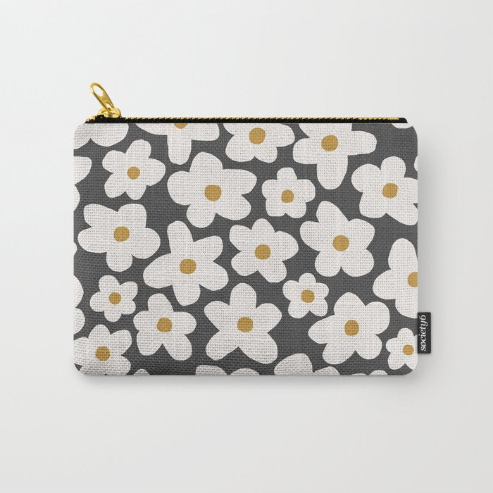 Ditsy Bloom - charcoal Carry All Pouch Gallery Image 1