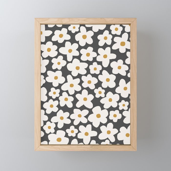 Ditsy Bloom - charcoal Mini Art Print Gallery Image 1