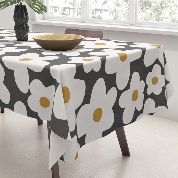 Ditsy Bloom - charcoal Tablecloth Gallery Image 3