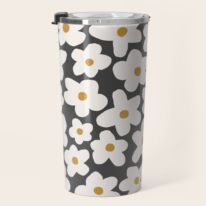 Ditsy Bloom - charcoal Travel Mug Gallery Image 3