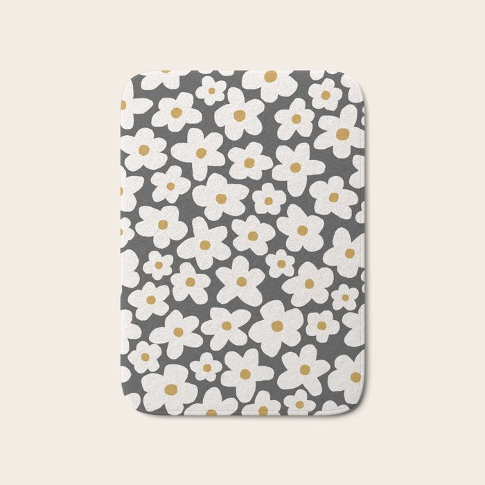 Ditsy Bloom - charcoal Bath Mat Gallery Image 1