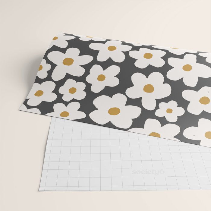 Ditsy Bloom - charcoal Wrapping Paper Gallery Image 2