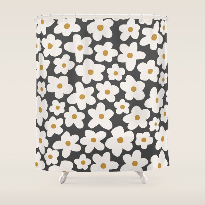 Ditsy Bloom - charcoal Shower Curtain Gallery Image 1