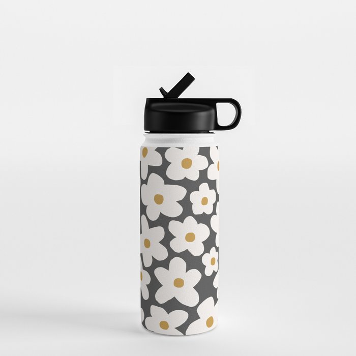 Ditsy Bloom - charcoal Water Bottle Gallery Image 1