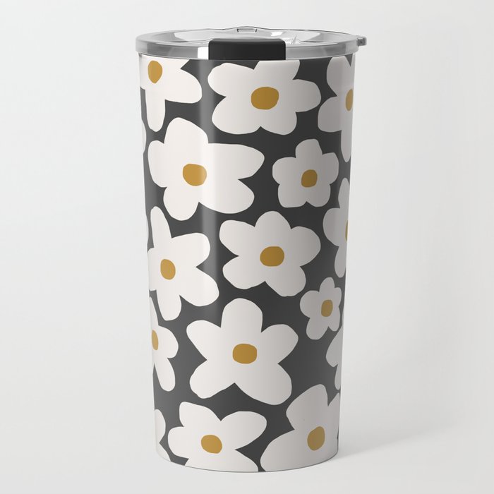 Ditsy Bloom - charcoal Travel Mug Gallery Image 1